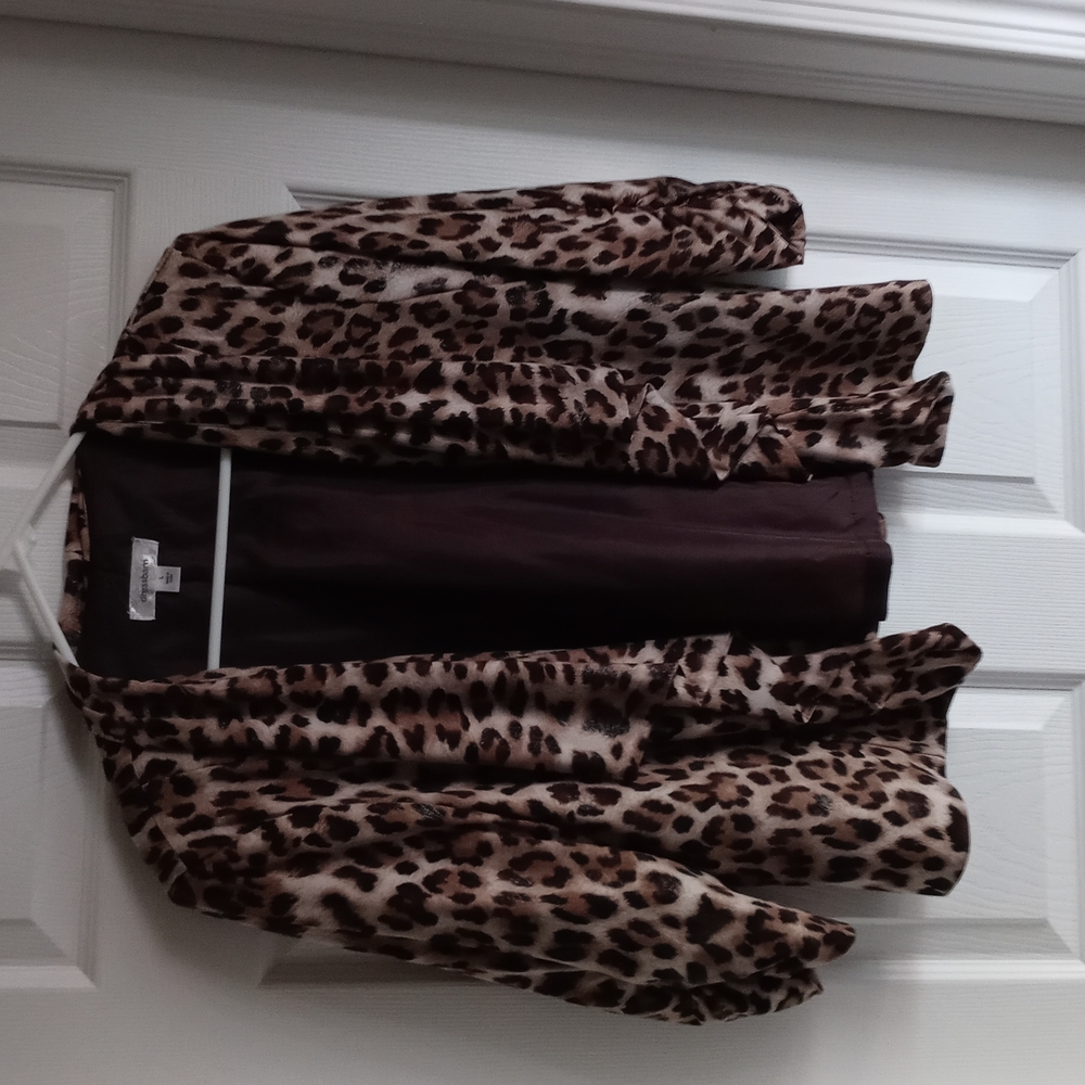 Animal Print Open Front Jacket